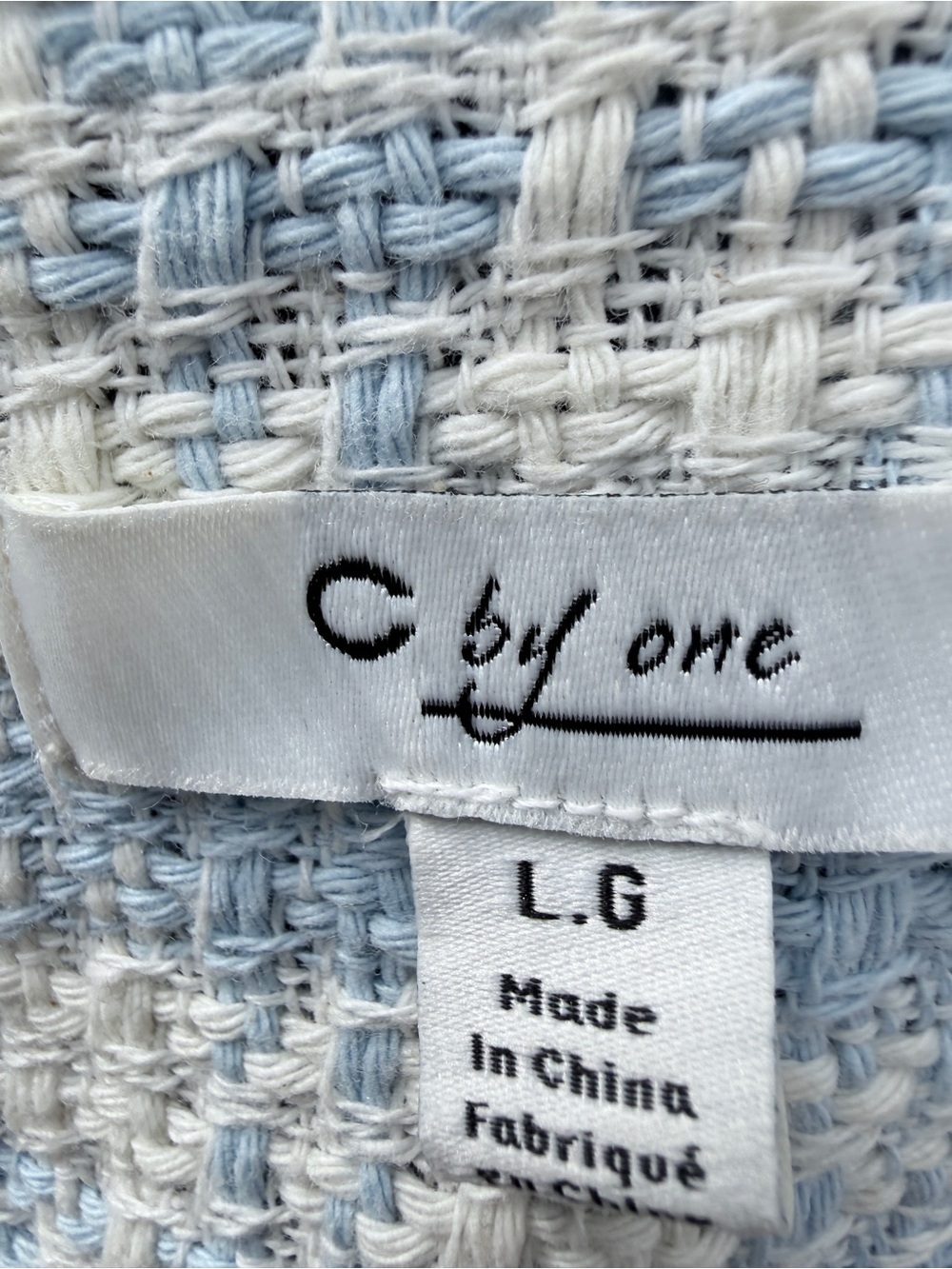 Classic Tweed Women's Jacket in Light Blue and Cream - Picture 9 of 13